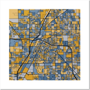 Las Vegas Map Pattern in Blue & Gold Posters and Art